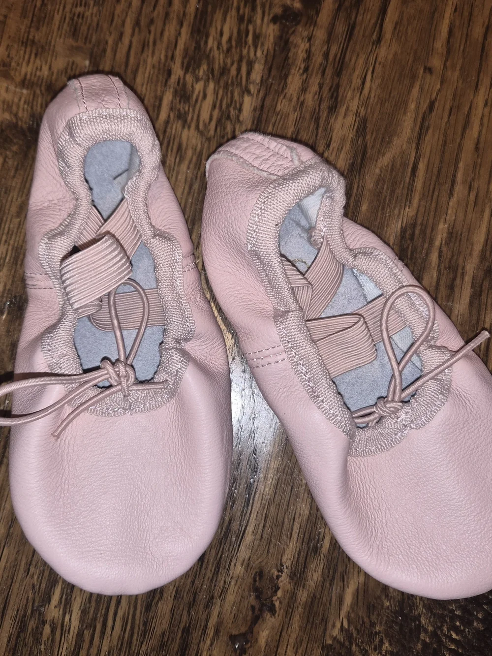 Girls Stelle Pink Leather Ballet Slippers Shoes - Elastic Strap Sz 8.5-9 Toddler